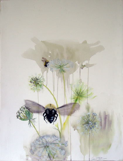 watercolor, Bees by Cara Enteles