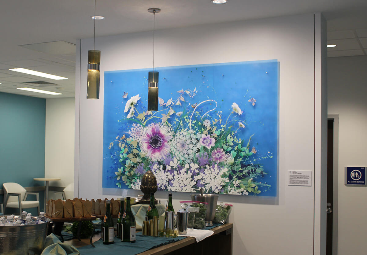 Installation view, Flowers of Hope, Lancaster Medical Center,commission by Cara Enteles