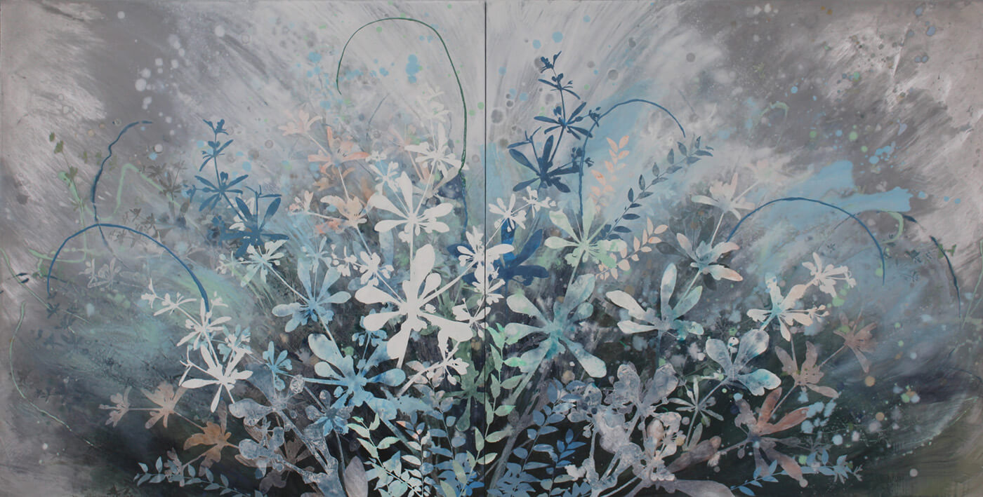 painting, The Understory Diptych, by Cara Enteles