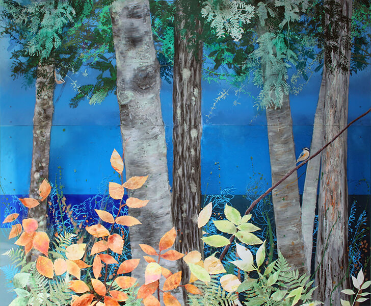 Woods by the River, painting by Cara Enteles